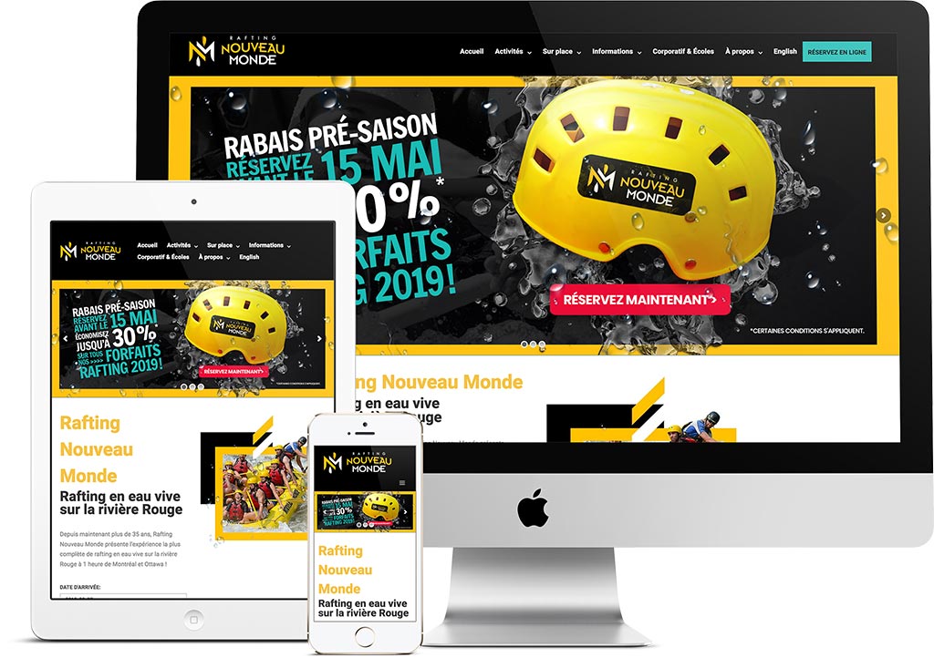 Site web Rafting Nouveau monde | Réalisations | King Communications