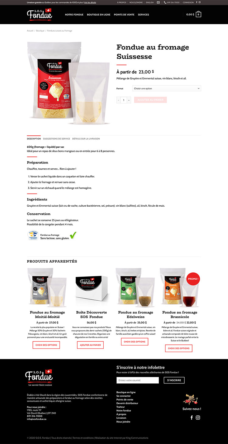 King Communications - Branding et web - SOS Fondue King Communications - Branding et web - SOS Fondue